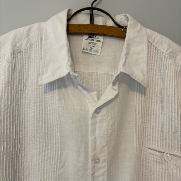 Mr. Buho White Linen Blend Short Sleeve Shirt XL Made in Mexico - Picture 2 of 9